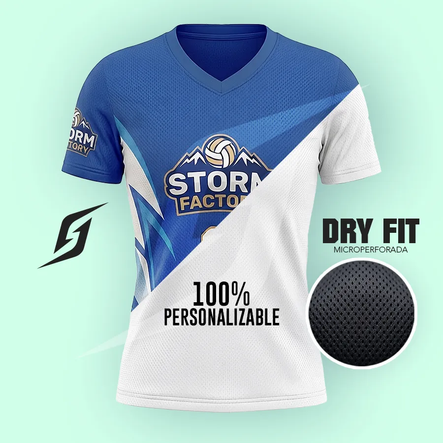 Polera Voleibol Mujer Personalizada Sublimada Full Print Dry Fit